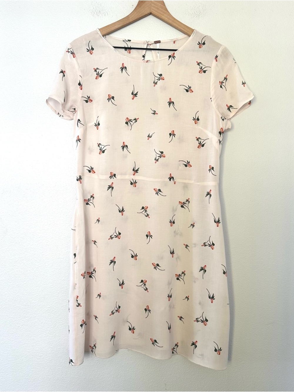 Free People Rosebud Mini Dress Light Pink Sz 10 (M/L) Sheer Shirt Blush Indie